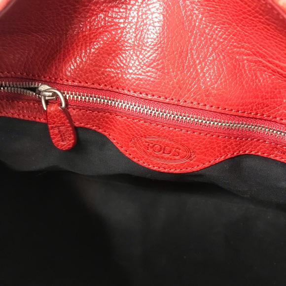 Tods Red Leather Buckle Satchel Shoulder Bag - Picture 7 of 8